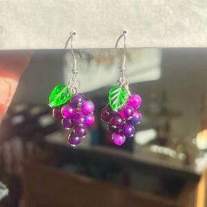 Purple Bunch of Grape Dangle Earrings